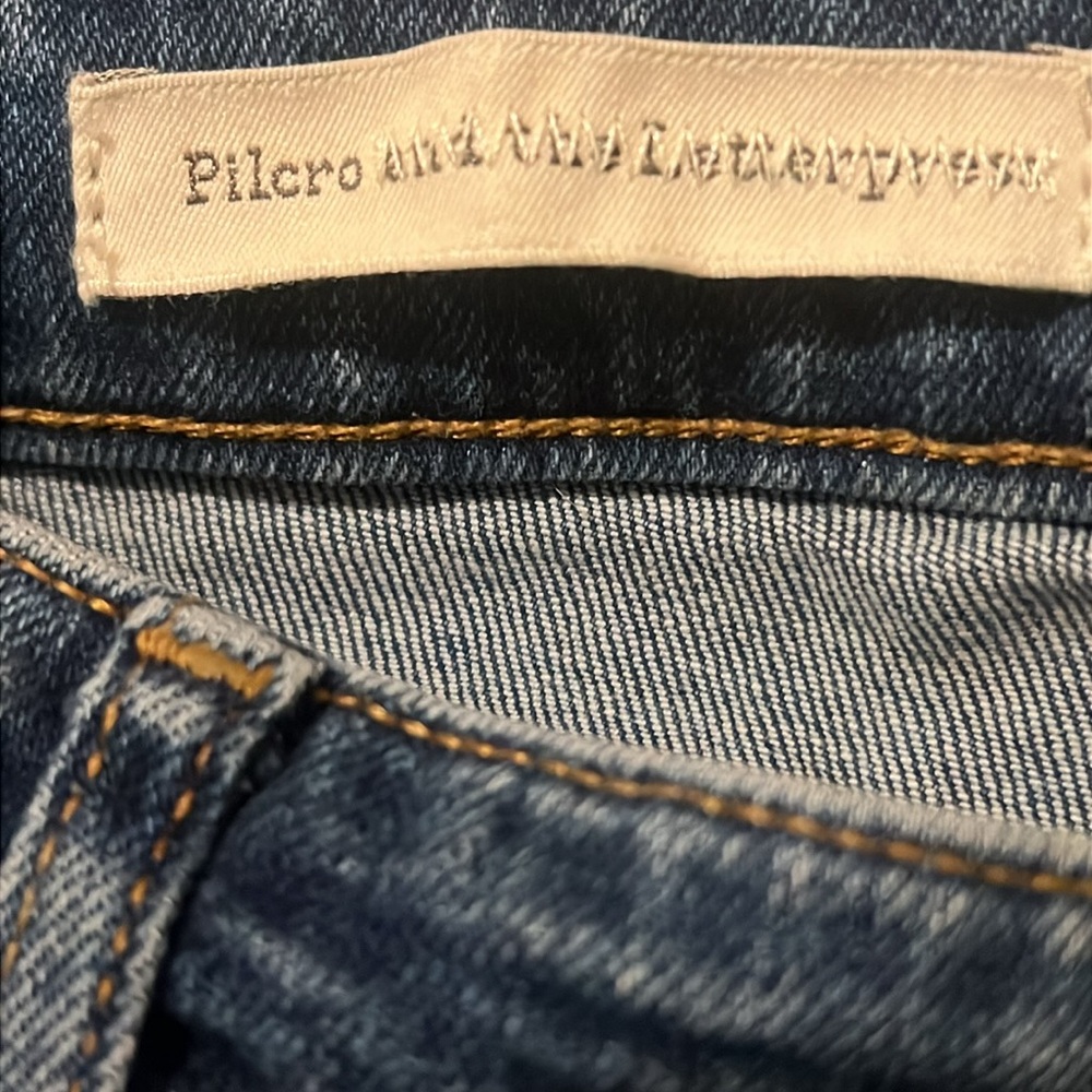 Anthropologie Pilcro Floral Embroidery Mid Rise Straight Leg Boyfriend Jeans - Picture 8 of 10